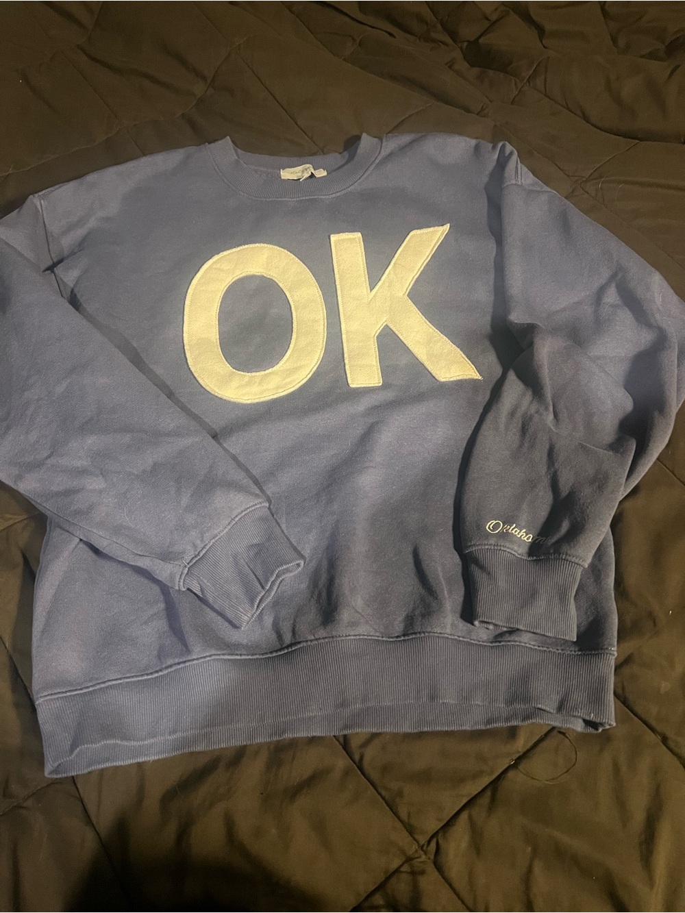 OK Appliqué Crewneck Sweatshirt - Blue